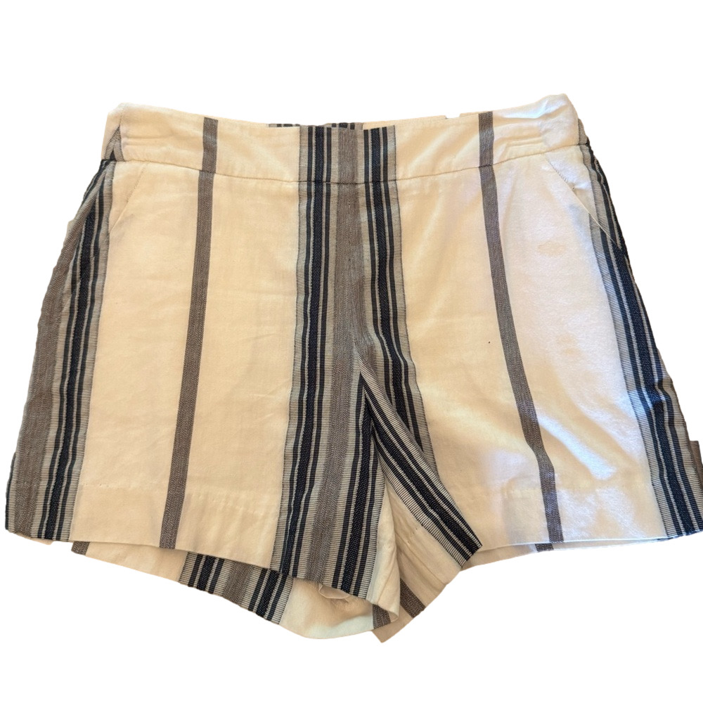 Madison High Waist White and Blue Shorts